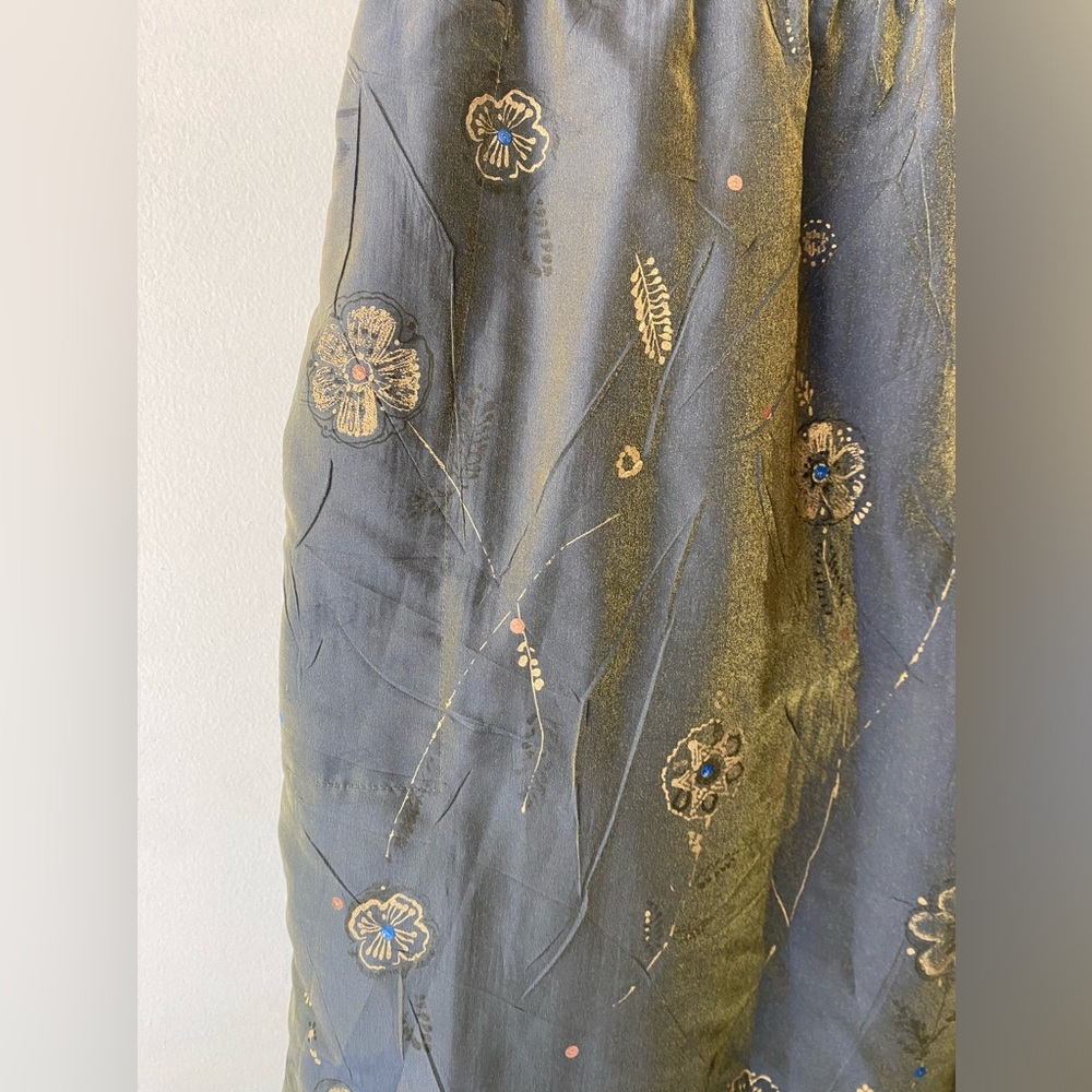 Vintage OILILY iridescent floral a-line midi skirt size/M - Picture 3 of 9